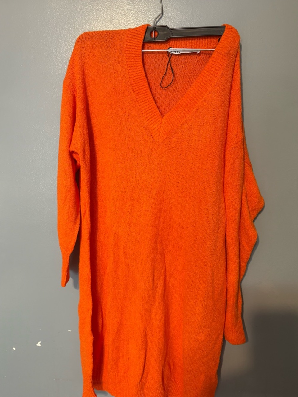 Zara Bright Orange V-Neck Sweater
